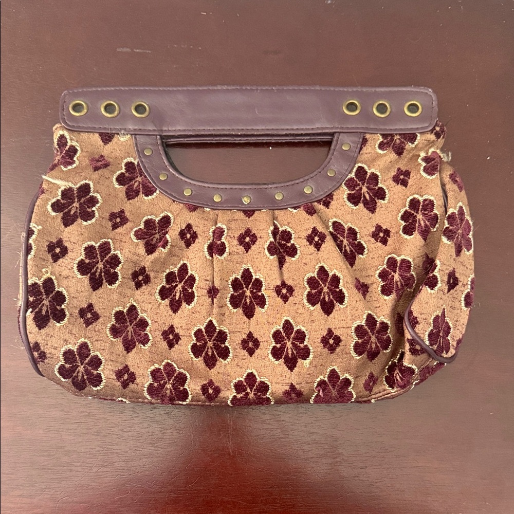 Apt. 9 Chic Floral Velvet Clutch in Brown and Purple